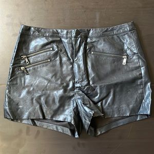 Black Faux Leather Shorts - High-waisted